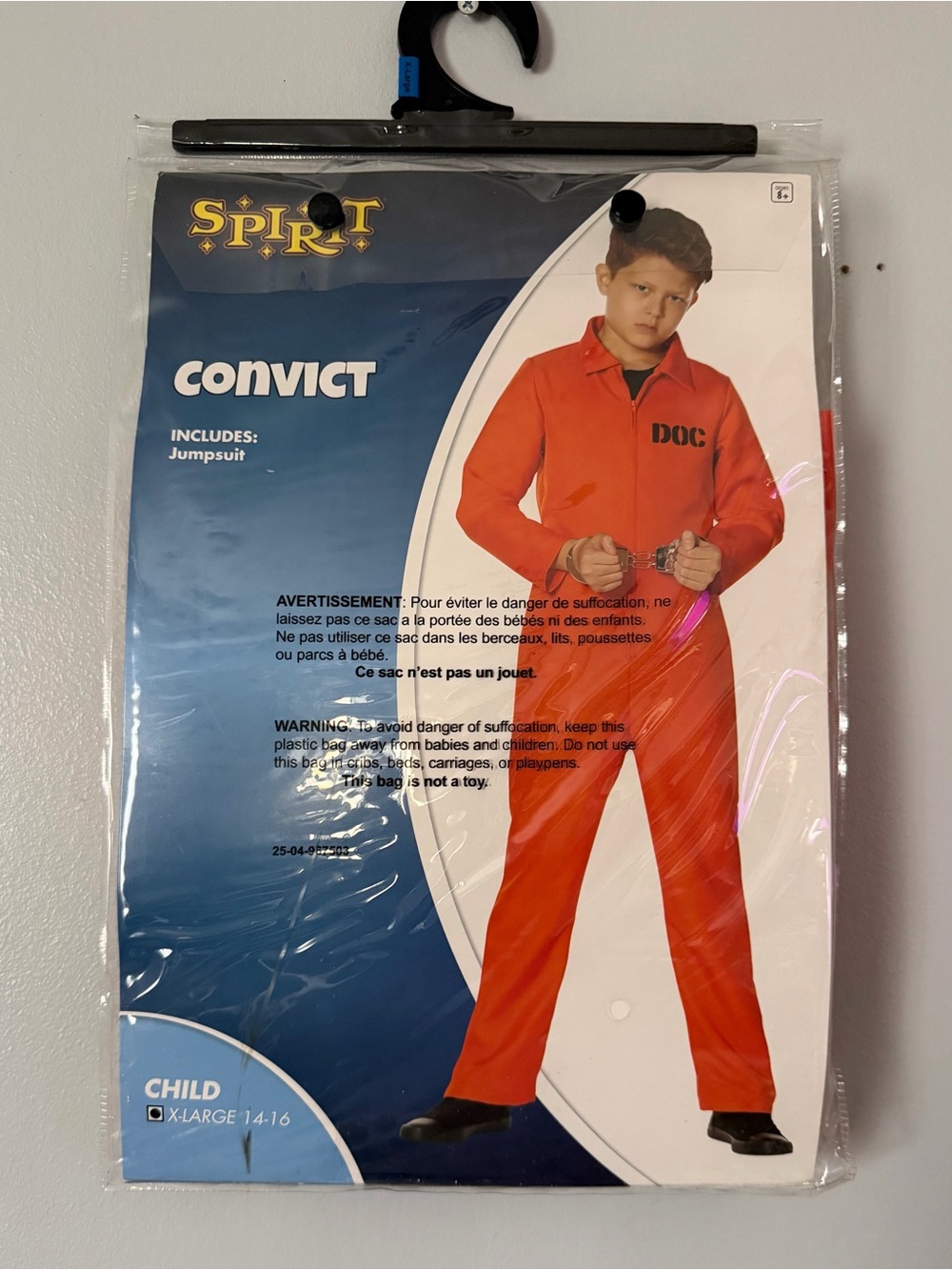 Spirit Kids Orange 'DOC' Convict Jumpsuit Costume